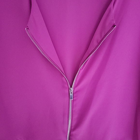 NY Collection Plus Size 1X Top Zipper Double Layer Full Sleeves Purple - Picture 6 of 10